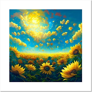 Sunflower in sky Posters and Art